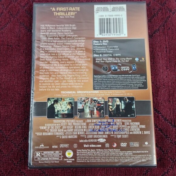 Enemy Of The State - 1998 - DVD w/Slipcover 2 Disc Set - Sealed - New - Picture 4 of 6